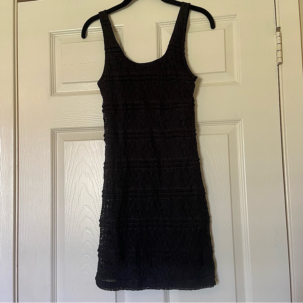 Forever21 Black Lace Overlay Bodycon Mini Dress, Size Small